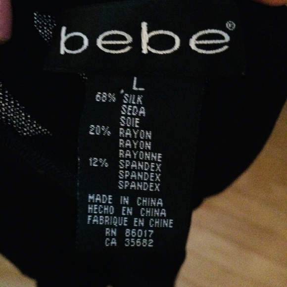 bebe Silk Top, Black , Size Large - Picture 3 of 8